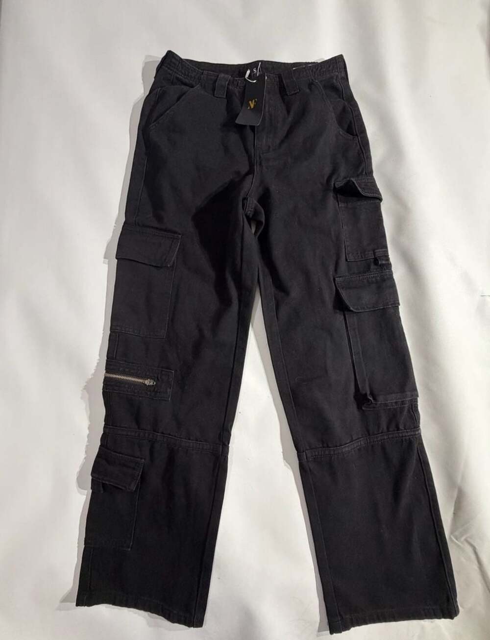 NVFelix Black Multi Pocket Cargo Pants Utility Straight Leg Pants